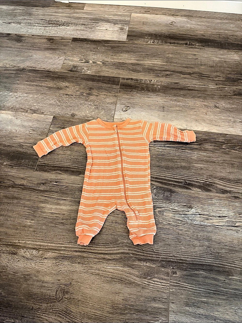 petit lem Striped Baby Sleeper Orange & White Size 3M Like New
